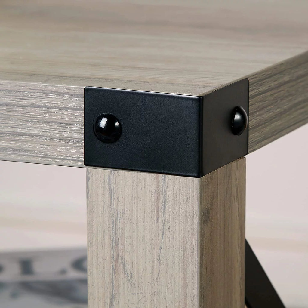 Set of 2 Rustic End Table with Storage Shelf E3215