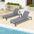 3 Pieces Outdoor Patio Aluminum Reclining Chaise Lounge Chairs Set with Side Table J945192