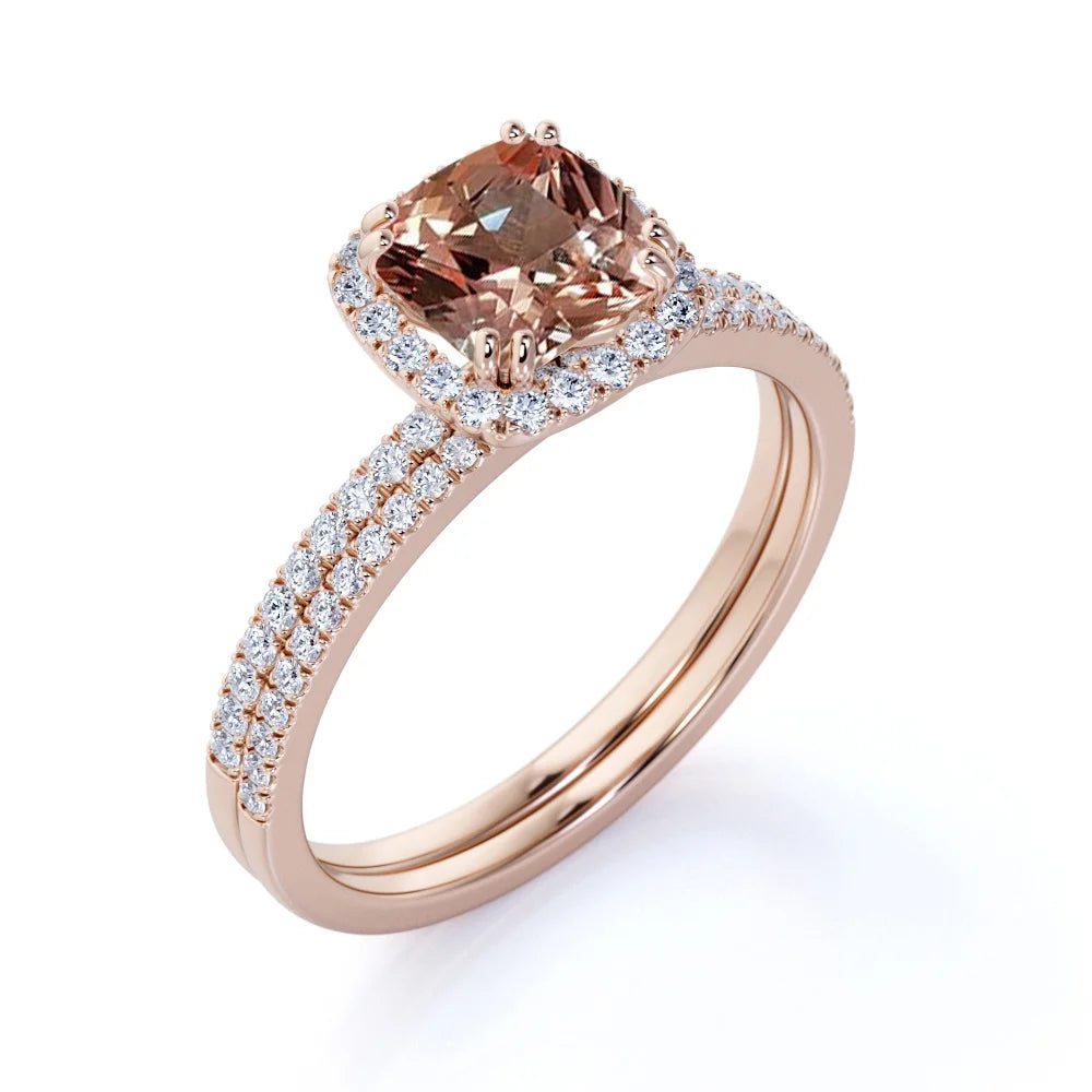 18k Gold Over Silver Bridal Wedding Ring Set L6153