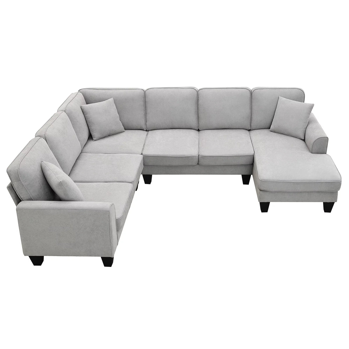 7 Seat Fabric U Shape Sectional Sofa with 3 Pillows Y42782