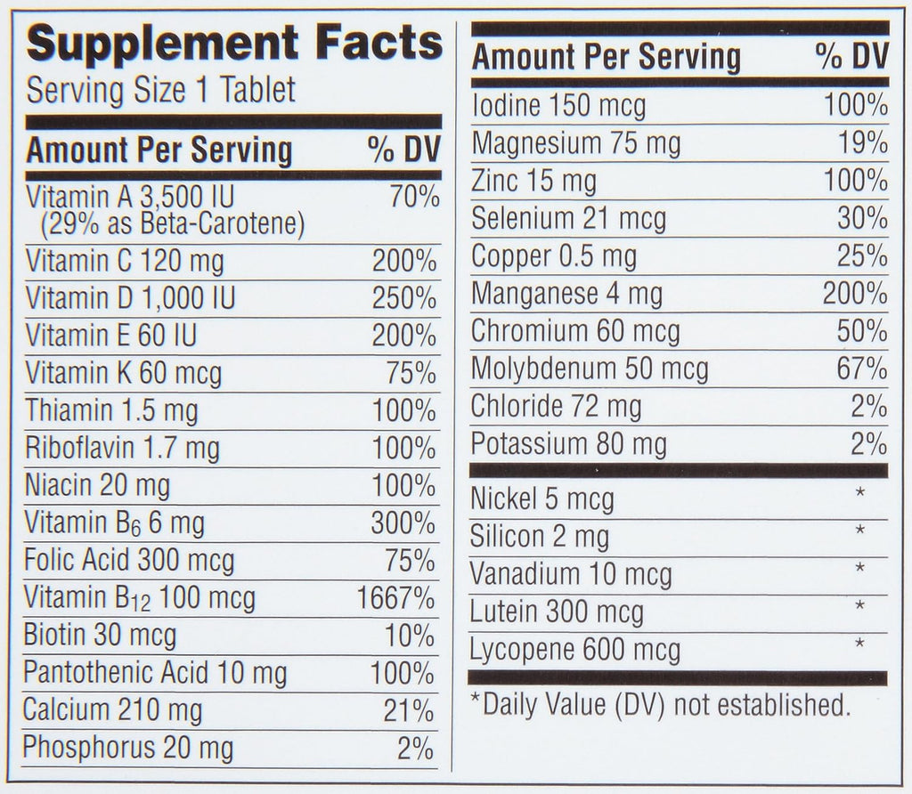 100 Count Multivitamin Multimineral Supplement Tablet X450