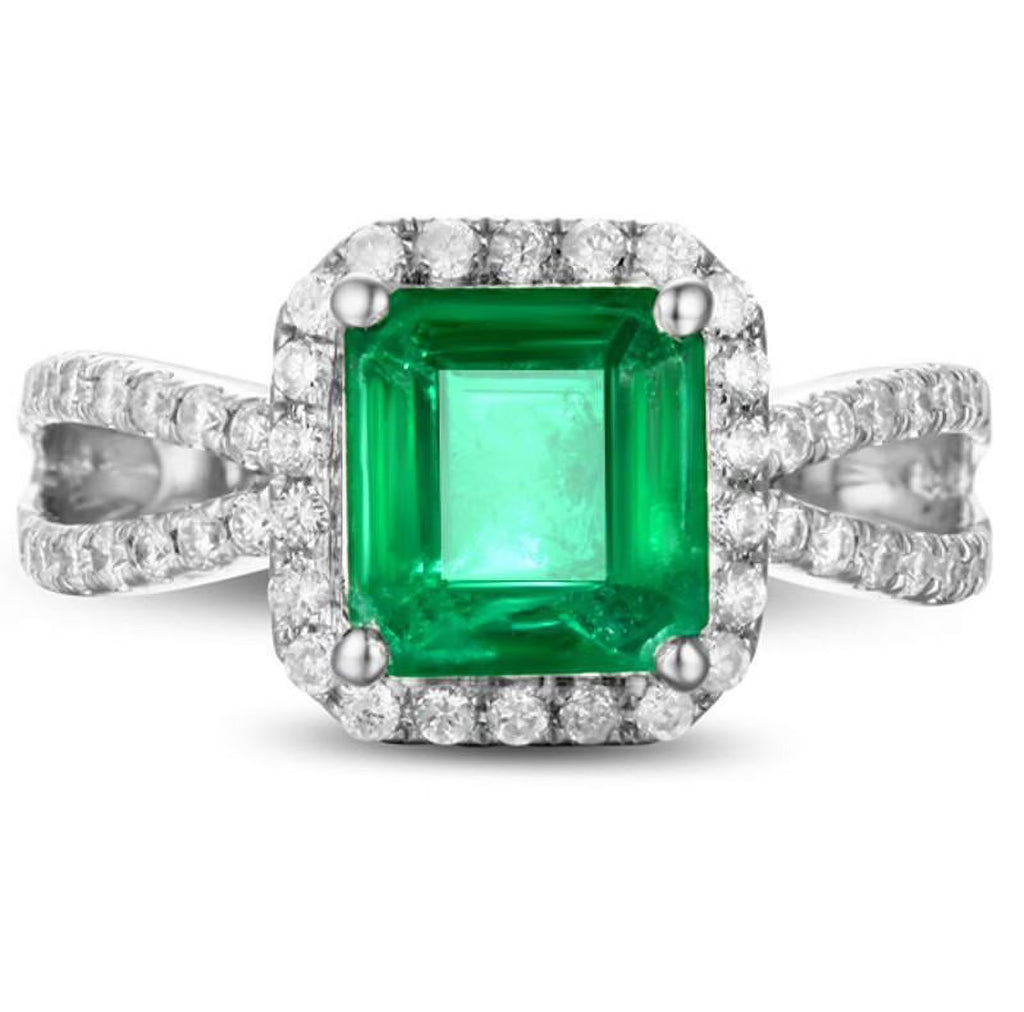 10k White Gold Princess Cut Emerald Engagement Ring M34741
