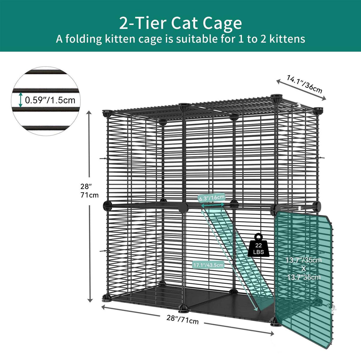 2-Tier Indoor Cat Cage Pet Playpen M447
