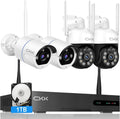 3MP Wireless Security Camera System, 4pcs PTZ Cameras, 8 Channel NVR with Floodlights & Siren Alarm M73680