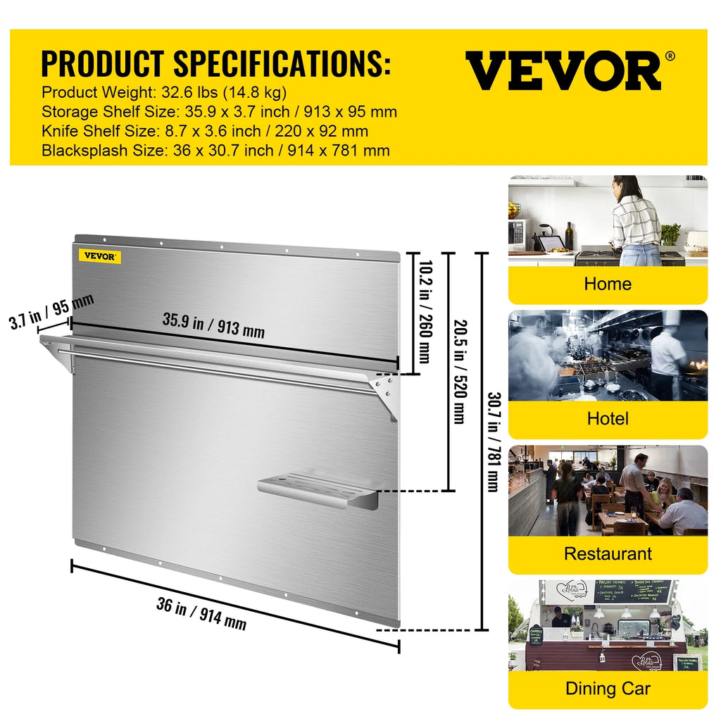 Stainless Steel Range Backsplash with Shelf R788579
