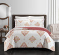 9-Piece Medallion Quilt Set King Coral Gold White M166386