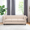 Beige Plush Upholstered Sofa with Solid Wood Legs B7471
