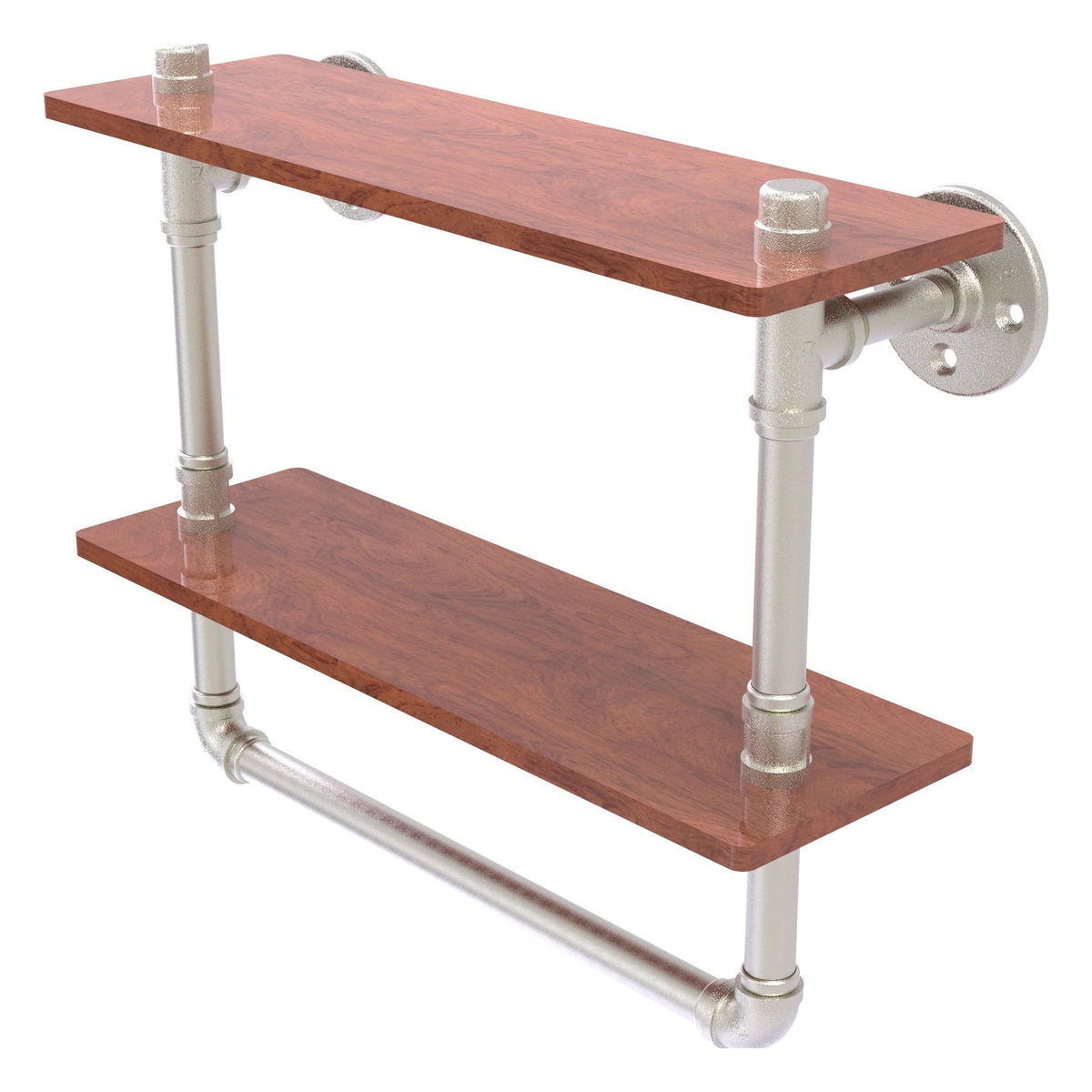 Satin Nickel Ironwood Shelf with Towel Bar G692674