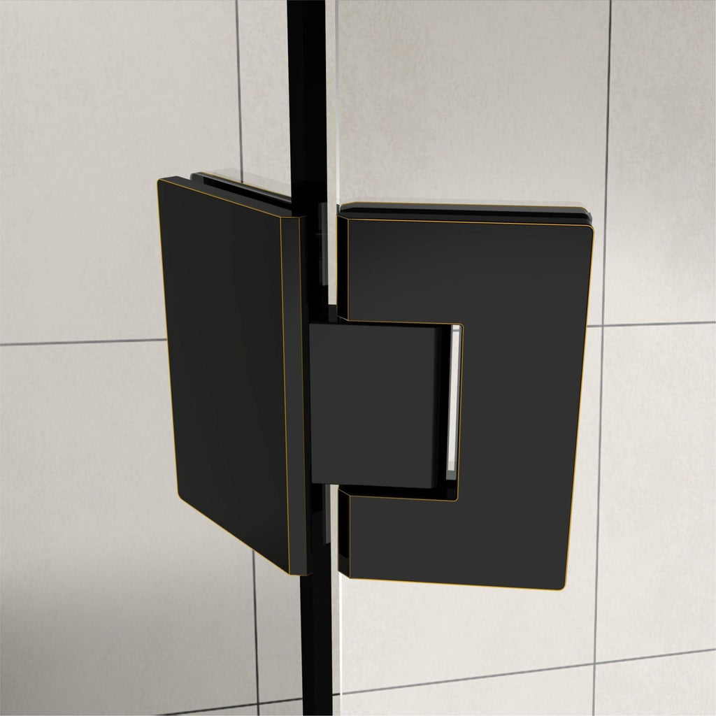 Frameless Hinged Neo-Angle Shower Enclosure in Stainless Steel B936095