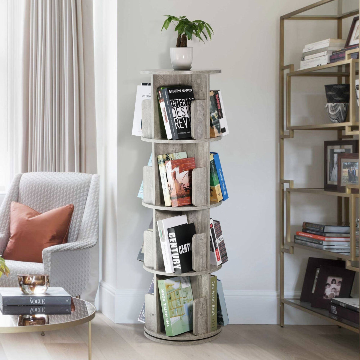 Dark Walnut Rotating Bookshelf N710836