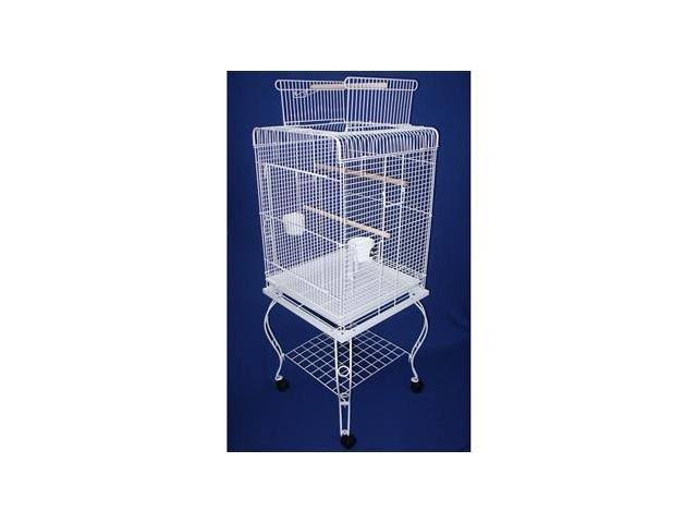 24 in. Open Top Parrot Cage with Stand - White O6374