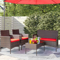 4 Pieces PE Rattan Wicker Patio Conversation Set J4775