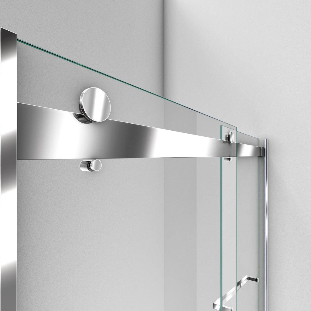 56-60 in. W x 76 in. H Frameless Bypass Shower Door in Satin U547978