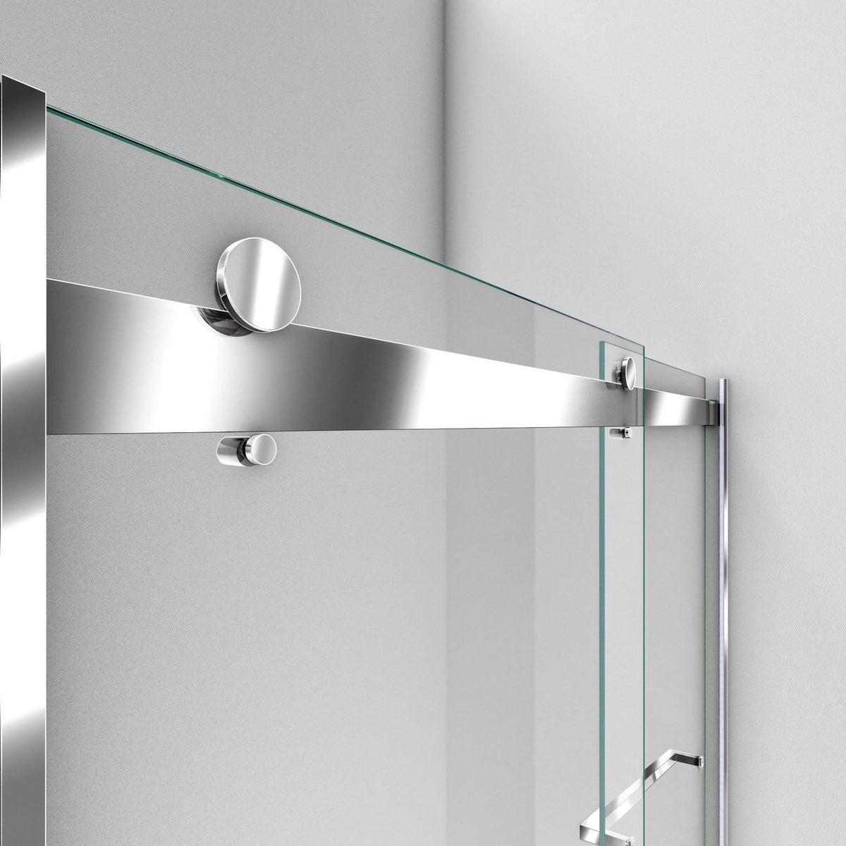 56-60 in. W x 76 in. H Frameless Bypass Shower Door in Satin U547978