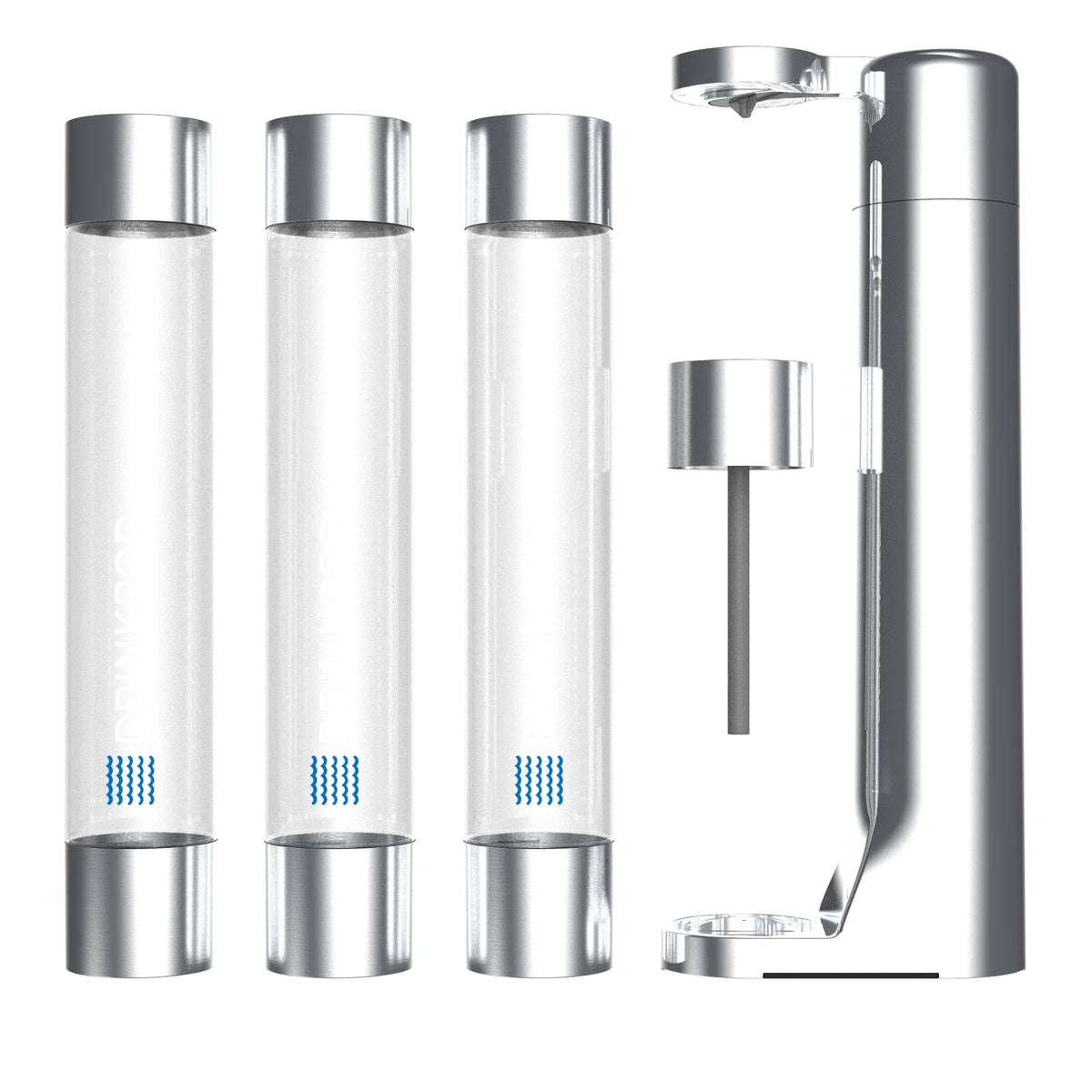 Silver Chrome Soda Maker with Three 1L Bottles G5247