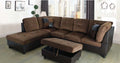 Chocolate Brown MicroFiber Chaise Sectional Sofa with Storage Ottoman U432