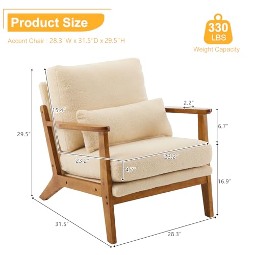 Brown Accent Chair with Lumbar Pillow V4145