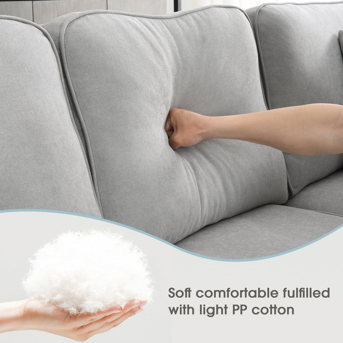 7 Seat Fabric U Shape Sectional Sofa with 3 Pillows Y42782