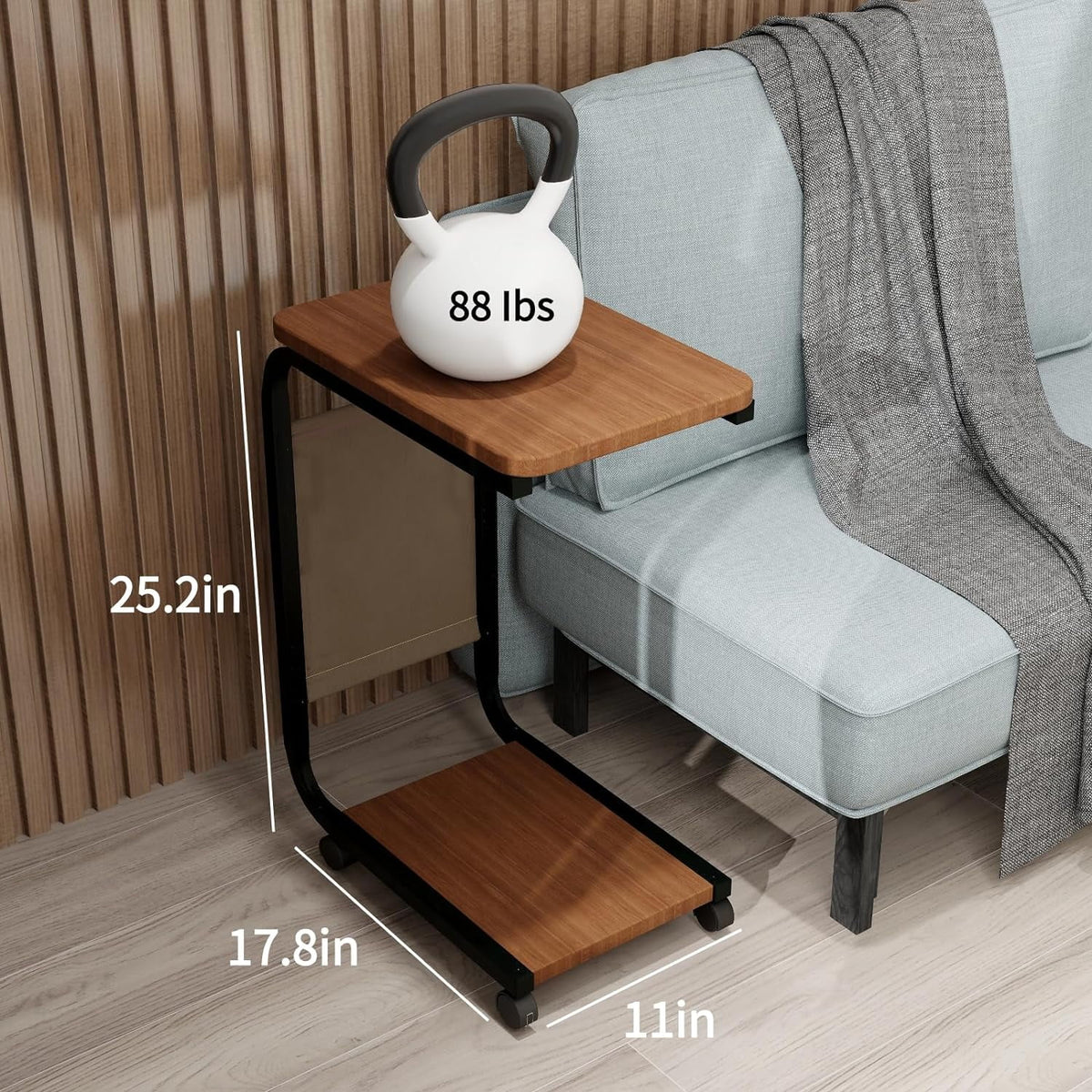 C-Shaped End Table with Double Layer Shelves P491177