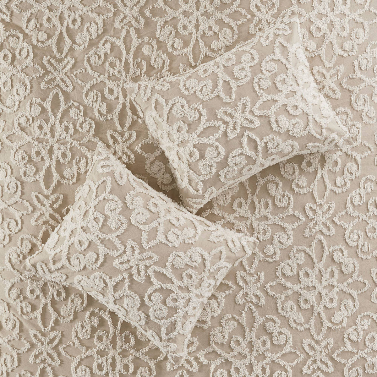 3 Piece Tufted Cotton Chenille Duvet Cover Set Q472044