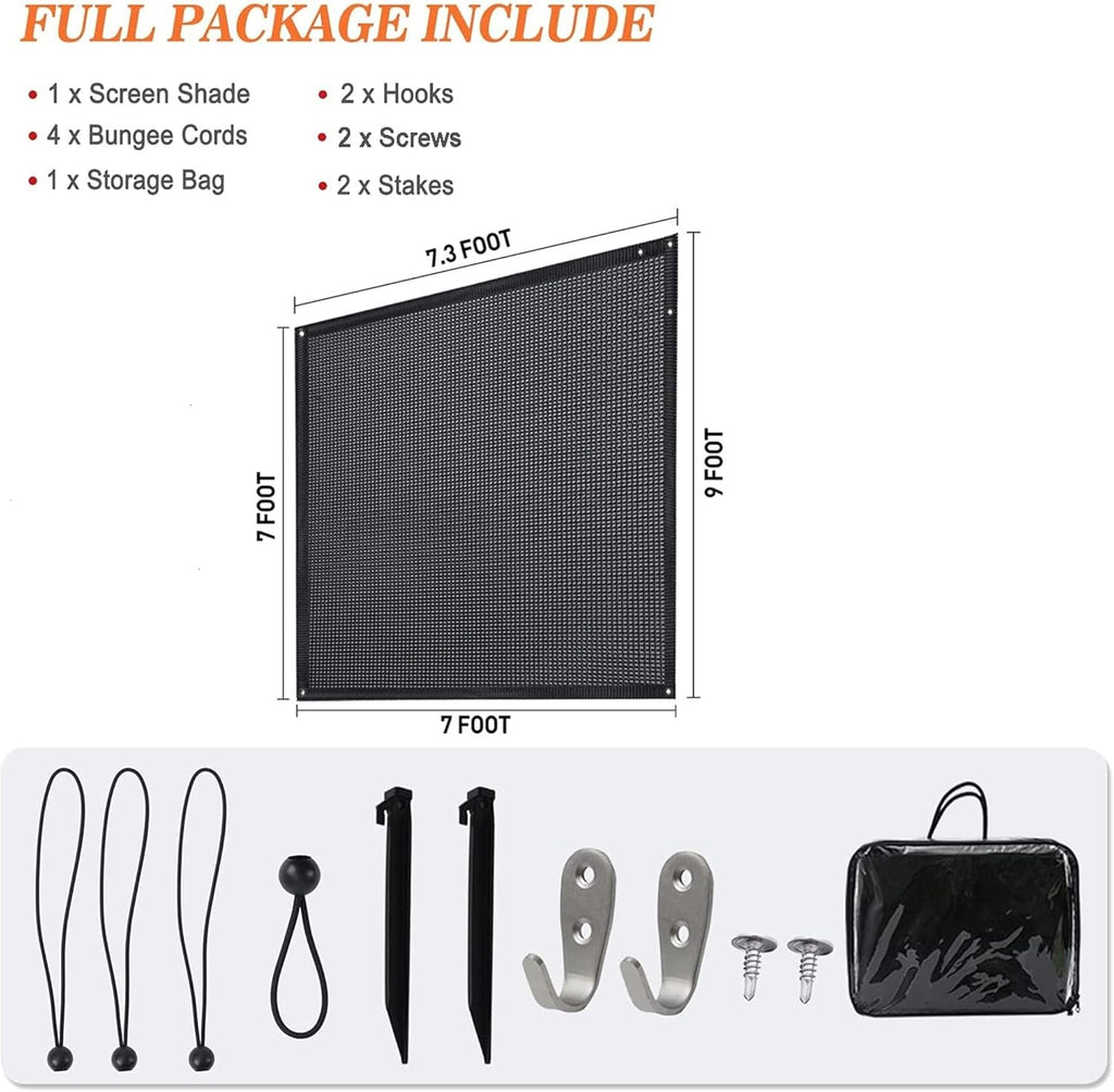 Black Mesh RV Awning Sunshade 15' x 9' D700446