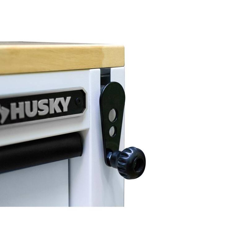 72 in. W Heavy Duty Matte White Mobile Workbench Cabinet with Wood Top N2786