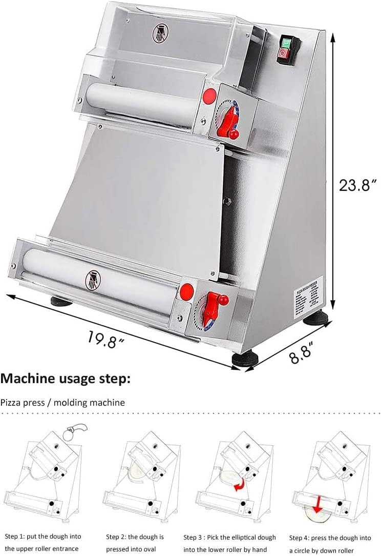 Pizza Press, Automatic Pizza Dough Roller Machine, Commercial Dough Sheeter Maker D9993