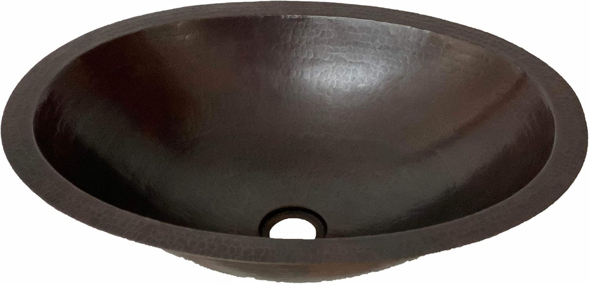 19 x 14 Oval Copper Bathroom Sink Hand Hammered Dual Mount T275