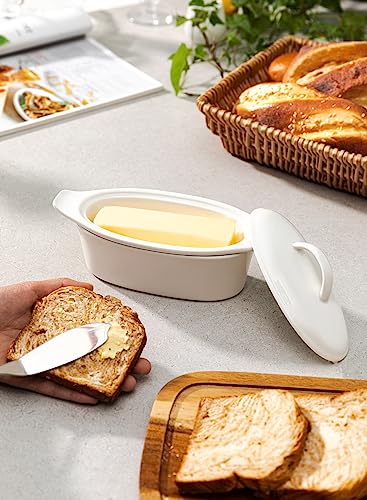 Porcelain White 3pcs Large Butter Dish with Lid R99923