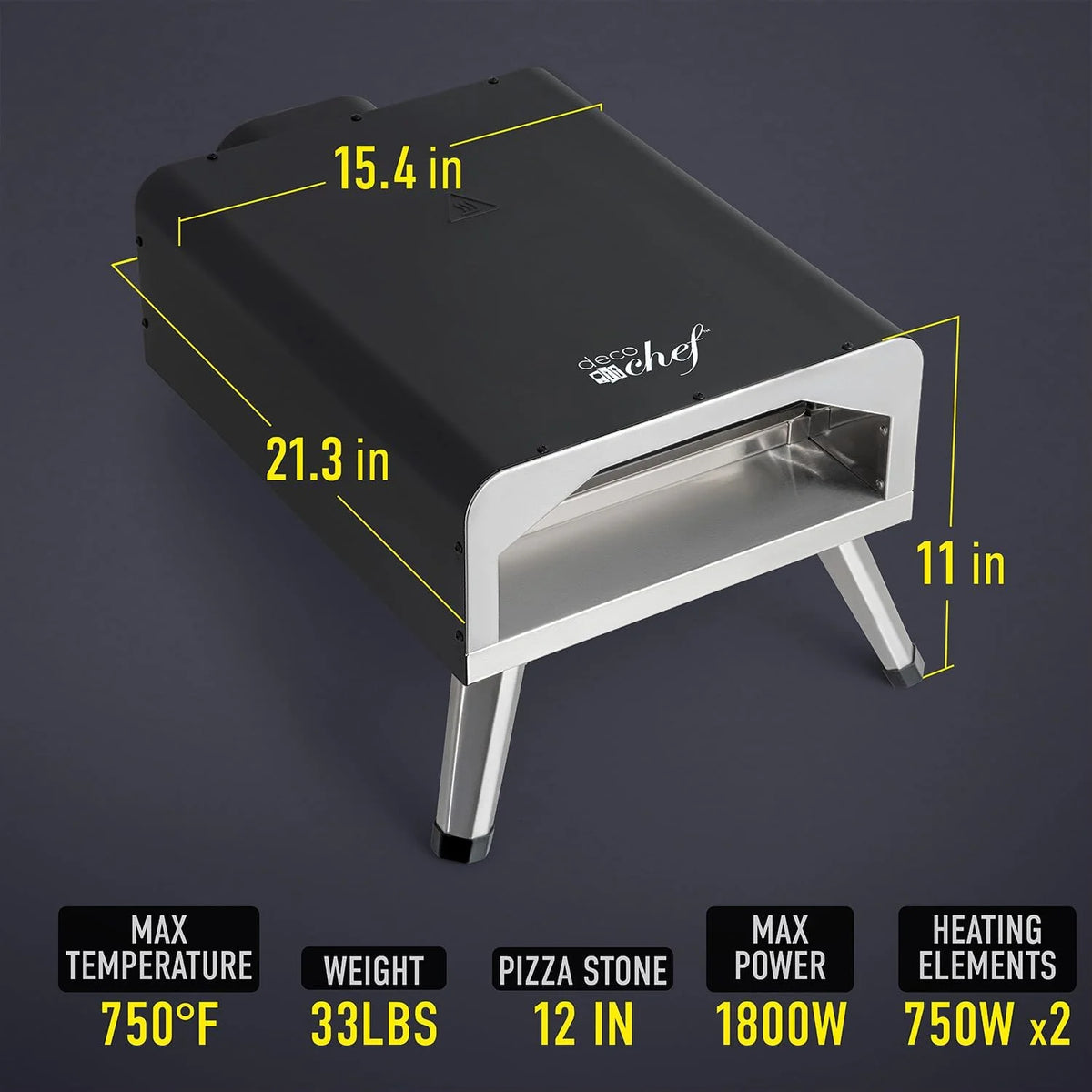 12-Inch 1800W Stainless Steel Pizza Oven L173725