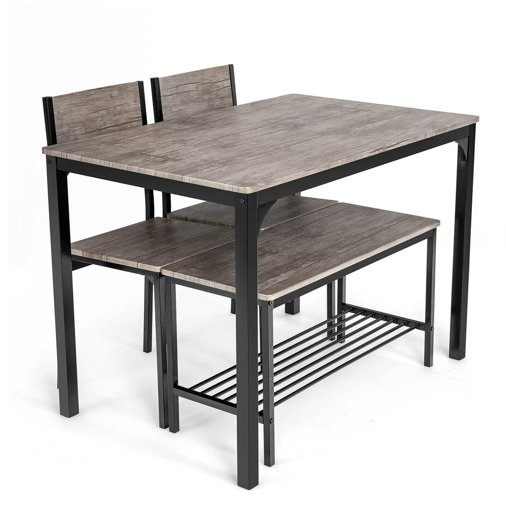 4 Pc Dining Table Set with 2 Chairs and Bench R543