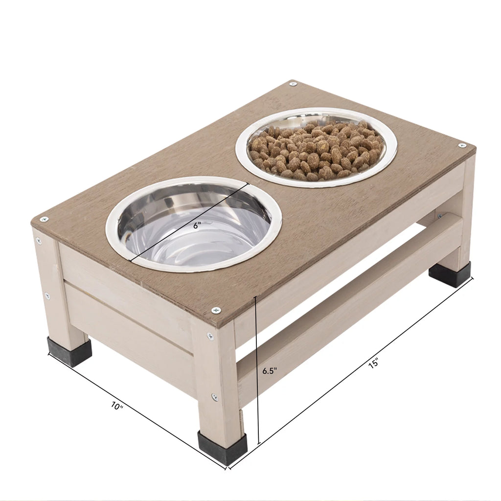 Outdoor Wood Dog House with Feeding Station and Storage Box W641538