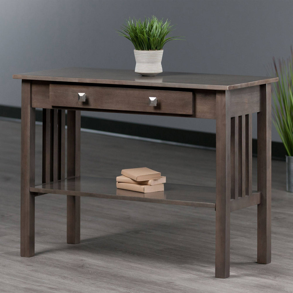 40x22 Oyster Gray and Silver Solid Console Table C8018