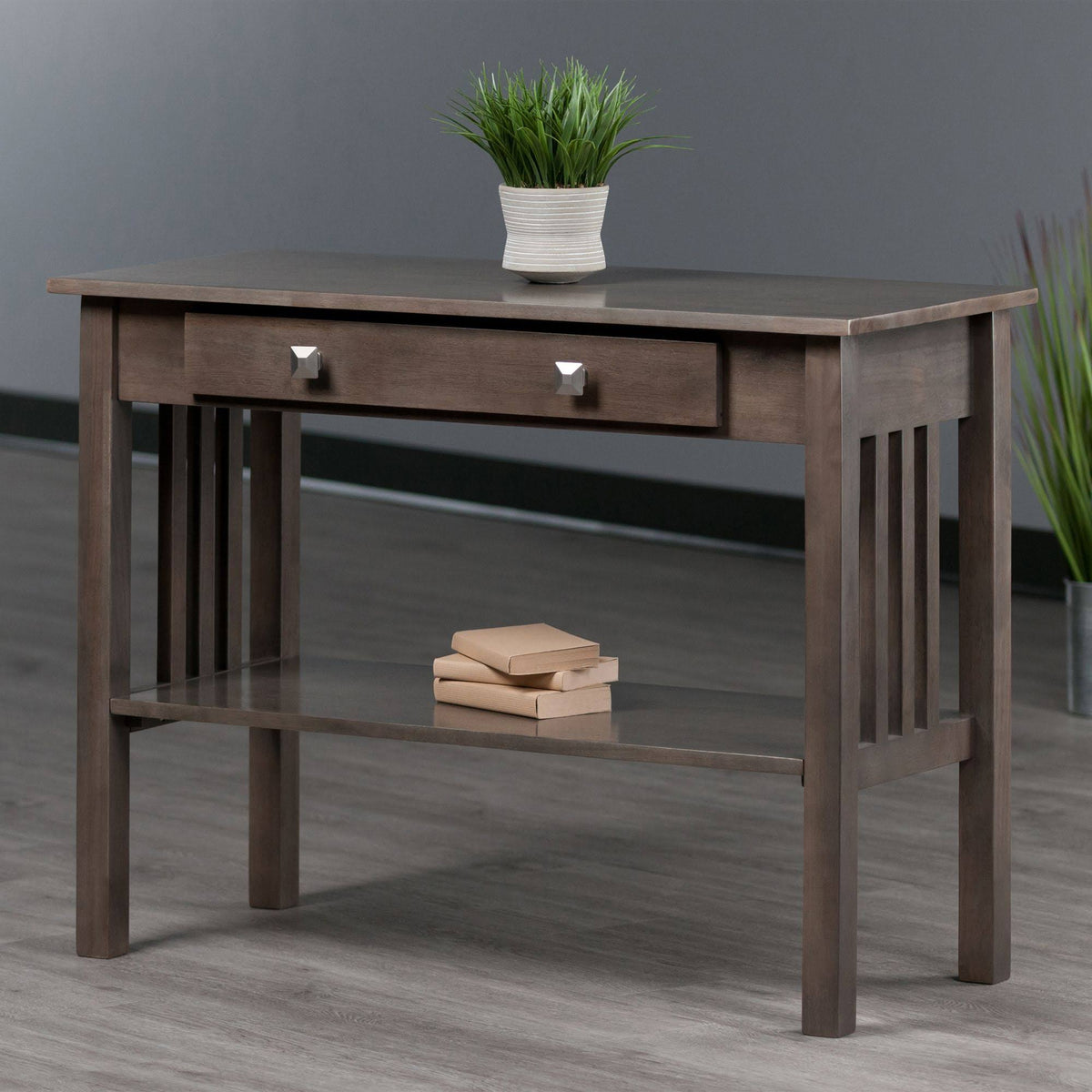 40x22 Oyster Gray and Silver Solid Console Table C8018