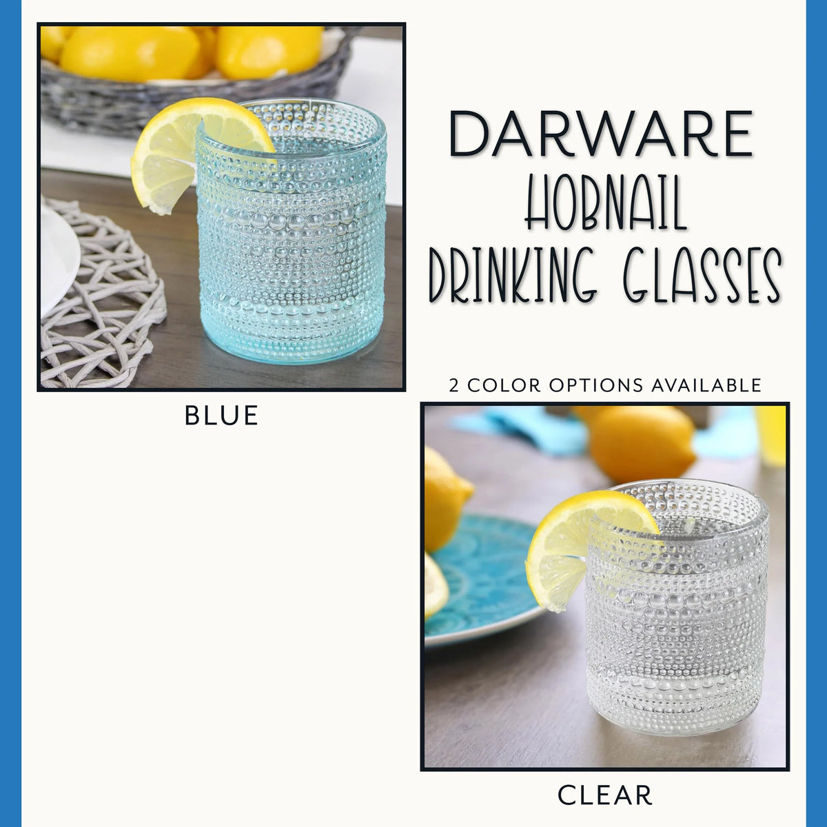 Blue 12oz 6pk Hobnail Drinking Glasses A531649