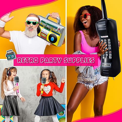 29 Pcs 80s 90s Party Decorations Inflatable Boom Box Beverage Cooler Gold Foil Chain Balloons E567088