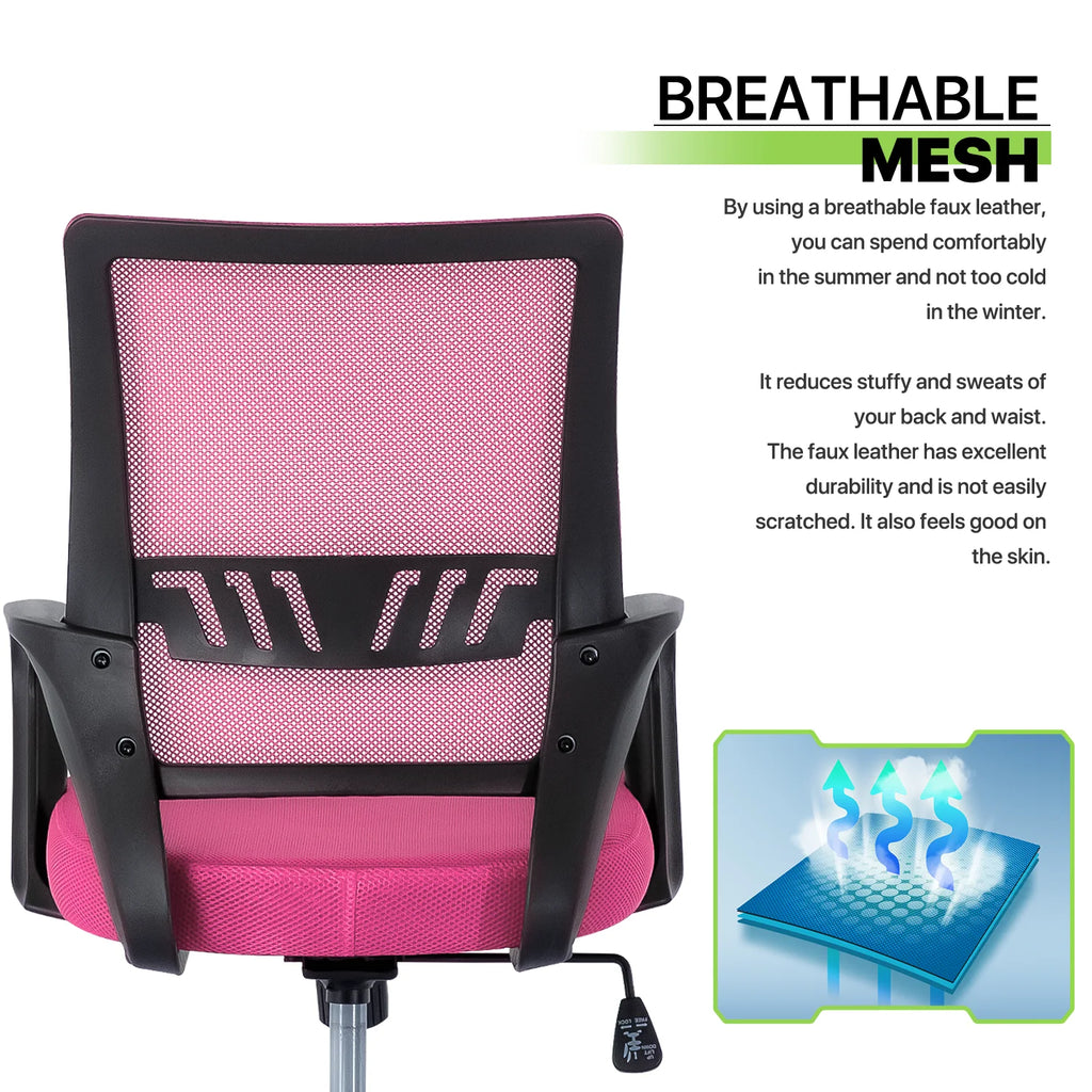 Pink Mesh Office Chair with Armrests Z315