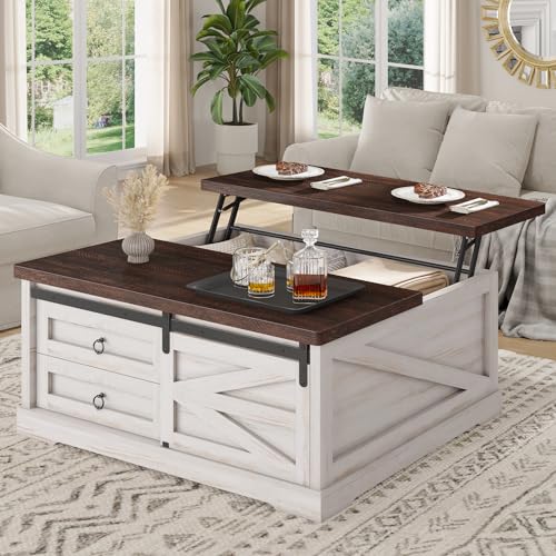 White Lift Top Coffee Table with Storage H24011