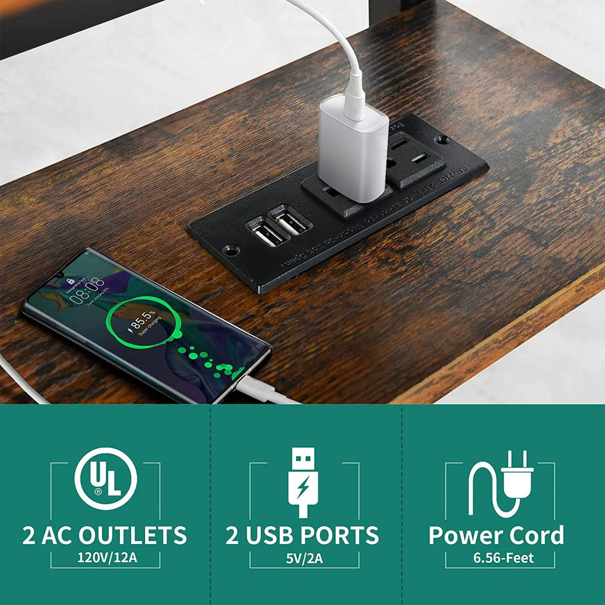 Portable Laptop Table with Charging Station W793