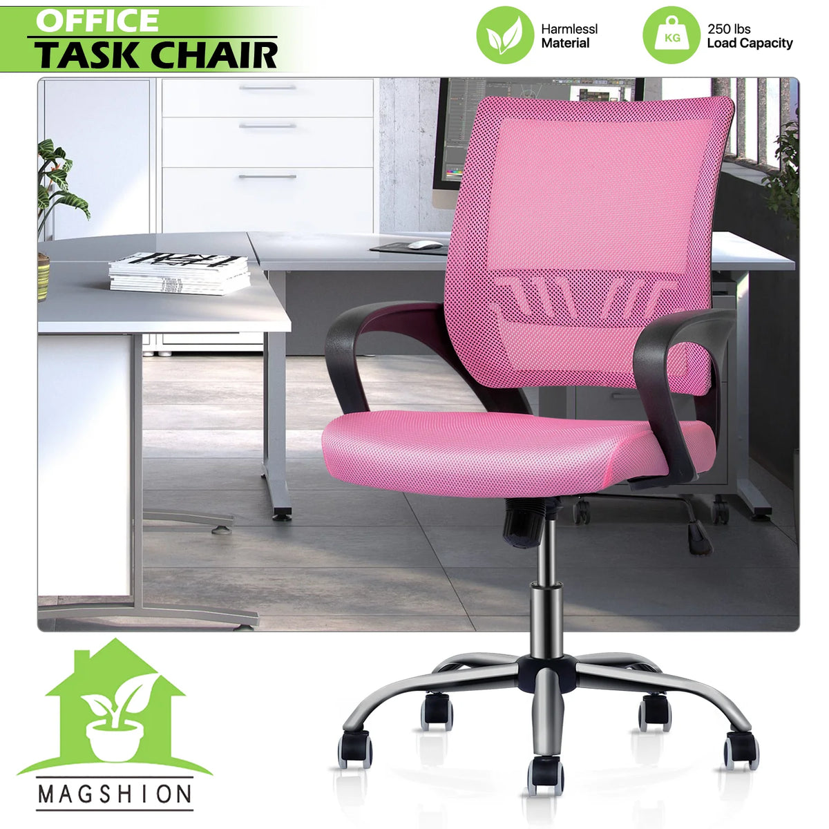 Pink Mesh Office Chair with Armrests Z315