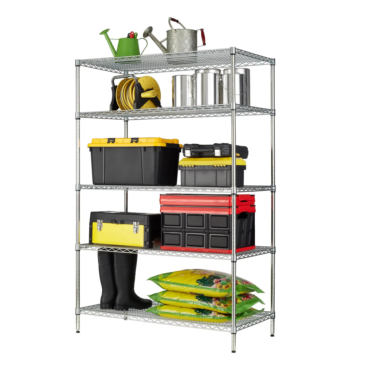 Wire 5-Tier Storage Shelf Unit Chrome Y6712