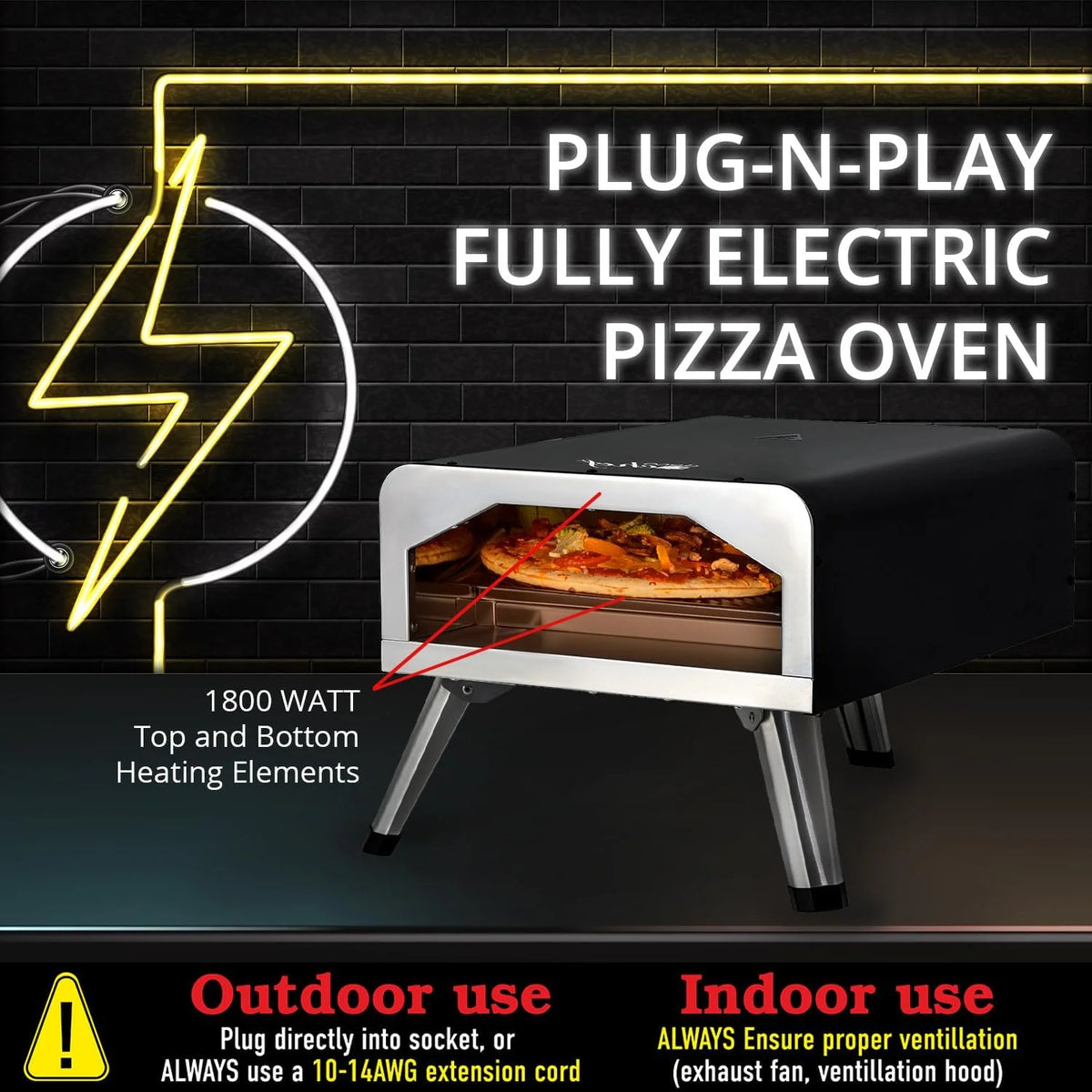 12-Inch 1800W Stainless Steel Pizza Oven L173725
