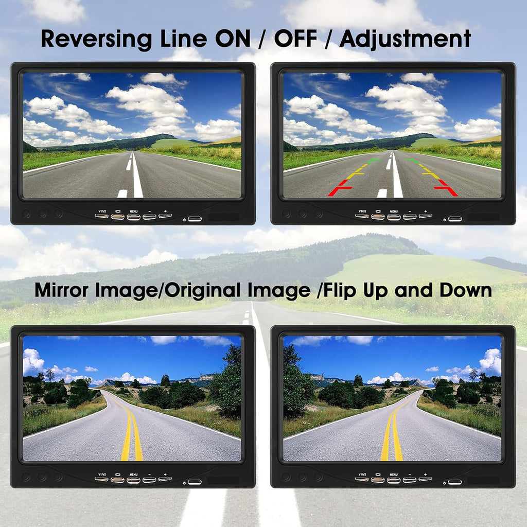 1080P RV Backup Camera Kit 7'' LCD Rear View Monitor IP68 Waterproof Night Vision N600678