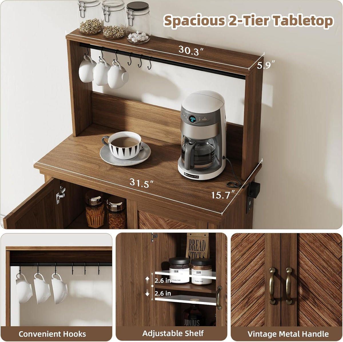 Walnut Coffee Bar Cabinet with Storage A793255
