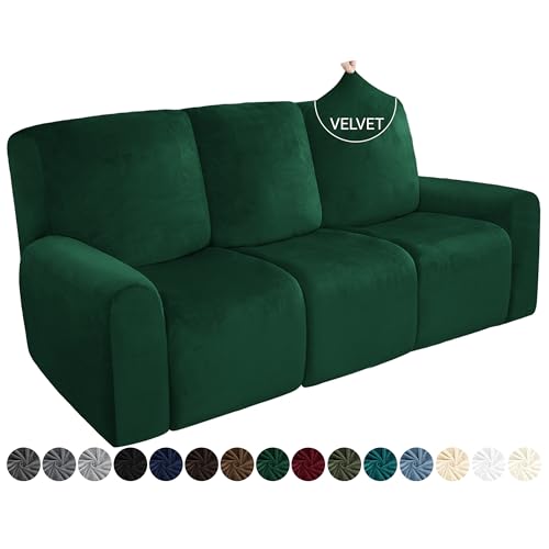 Dark Grey 2 Seater Stretch Velvet Recliner Sofa Cover A9107