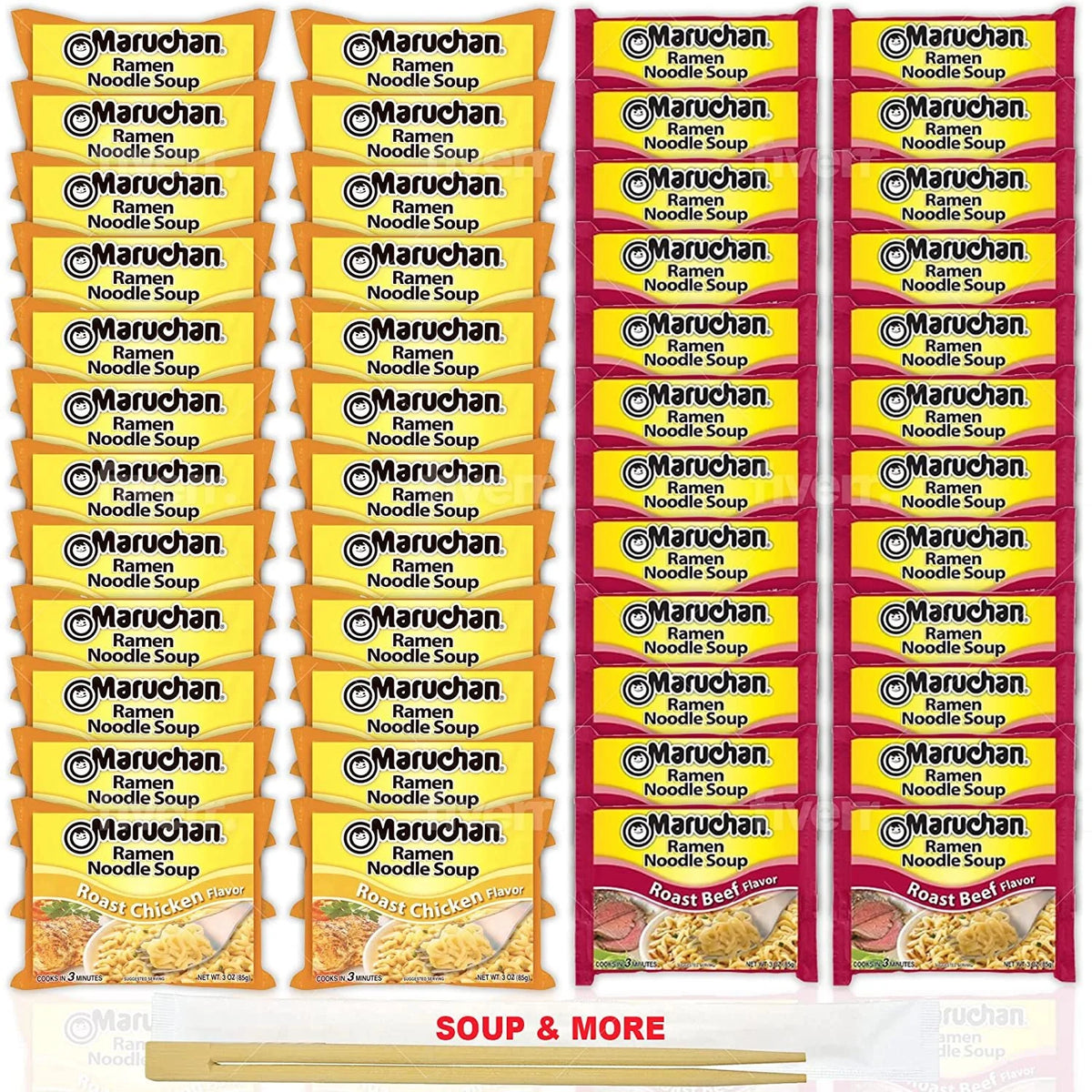 24 Packs Roast Chicken & 24 Packs Roast Beef 3 Ounce Instant Ramen Noodle Soup R69583