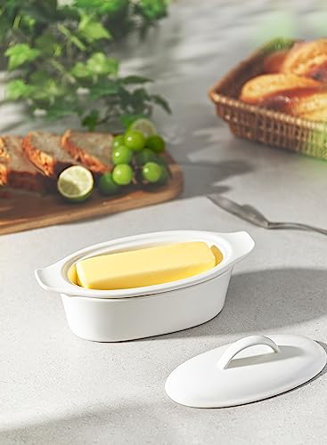 Porcelain White 3pcs Large Butter Dish with Lid R99923