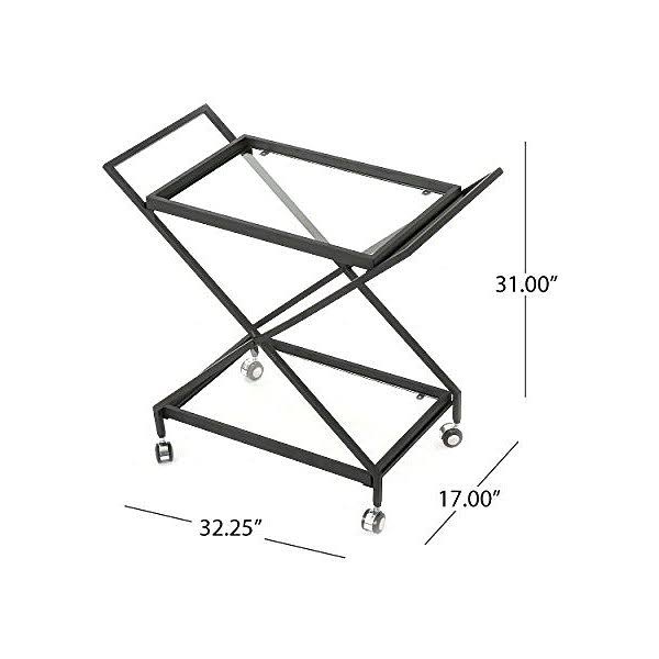 Black Tempered Glass Iron Bar Cart K586300