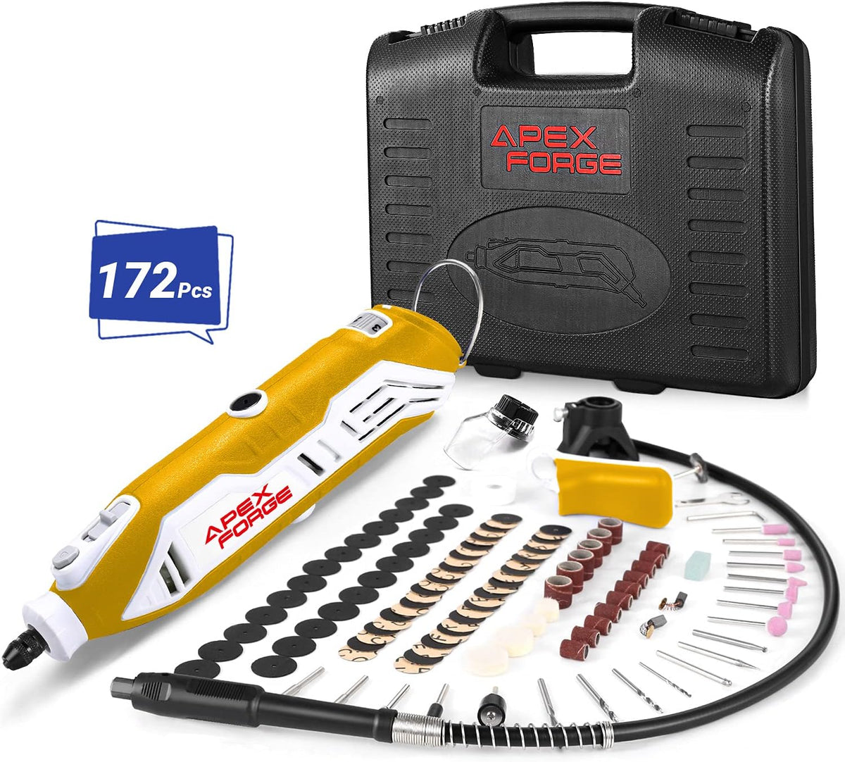 172 Accessories Rotary Tool Kit with Keyless Chuck and Flex Shaft T133