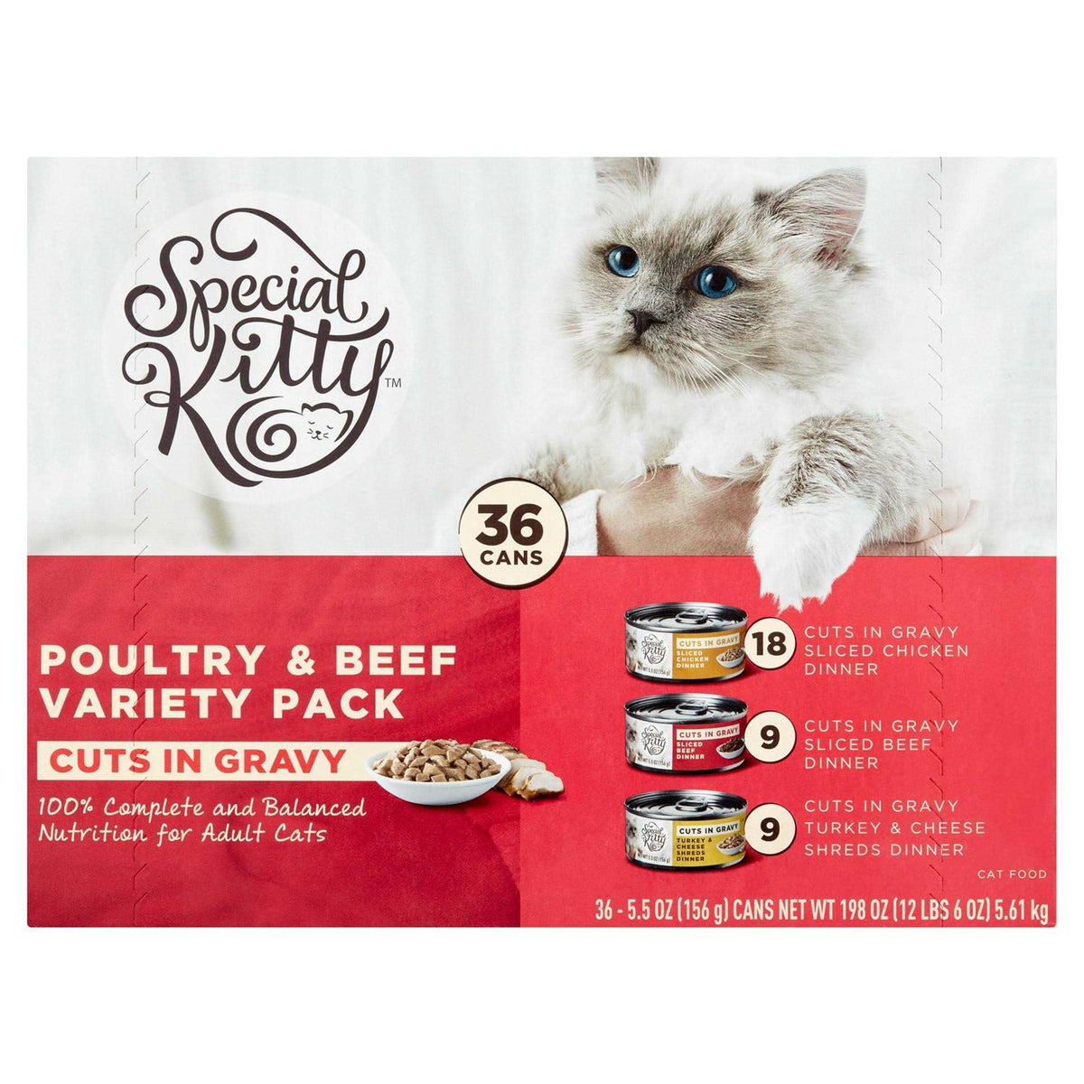 Beef Chicken Turkey Cheese Flavor Gravy Sliced Wet Cat Food Variety Pack P50664